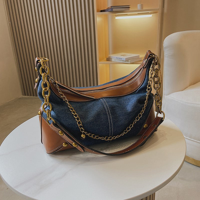 Sac à main à bandoulière en denim polyvalent et tendance