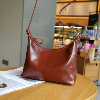 Vegetable Tanned Full-grain Leather Cowhide Minority All-match Women's Bag