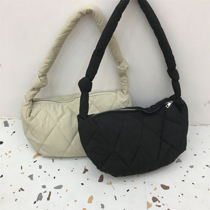 Sac à main en duvet texturé élégant et simple à motif rhombique pour loisirs