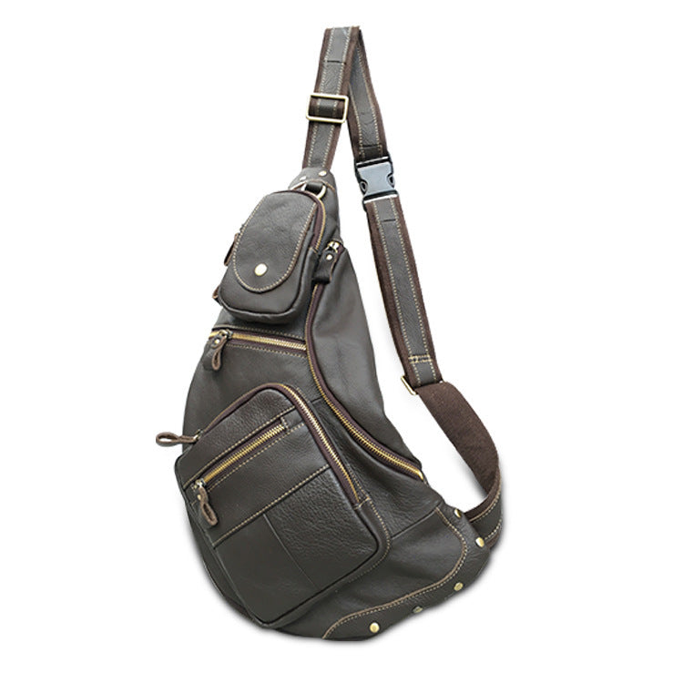 Bolso bandolera de piel de vaca estilo retro de gran capacidad para hombre