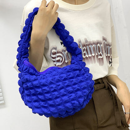 Sac à main plissé à motif de nuages ​​​​de couleur unie décontracté pour femme