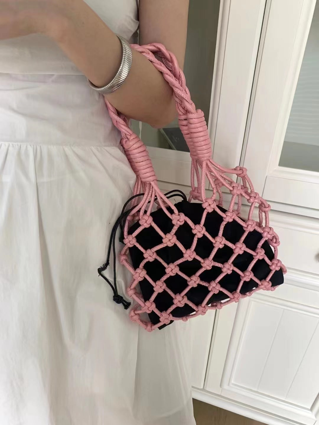 Pu Hand-woven Bag Hollow Portable Shoulder Underarm Bag