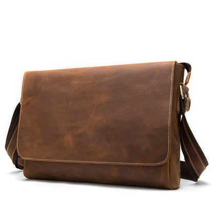 The First Layer Cowhide Shoulder Bag Retro Messenger Bag