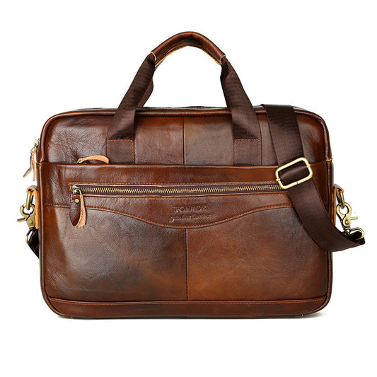 Cowhide men's horizontal business bag