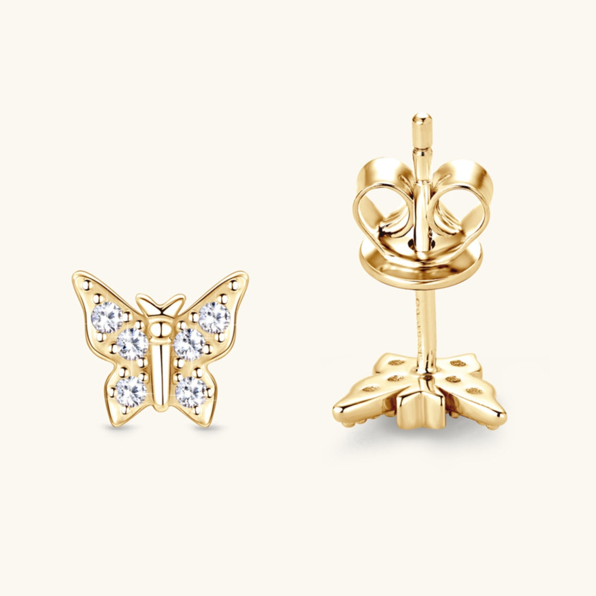 Boucles d'oreilles papillon en argent sterling 925 et moissanite