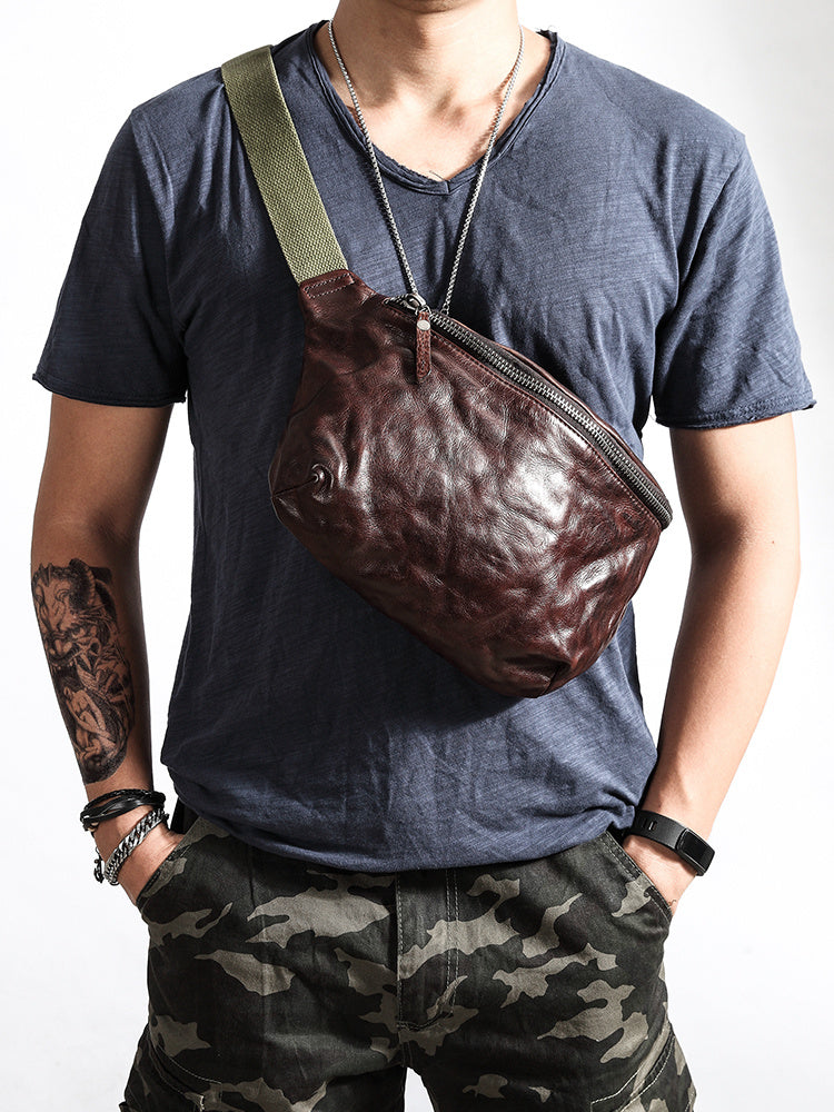 Bolso bandolera de cuero estilo retro para hombre