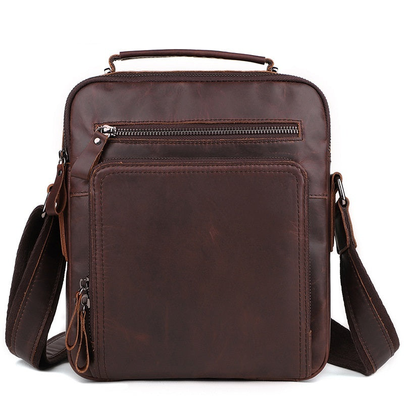 Bolso de cuero para hombre de gran capacidad, estilo retro e informal