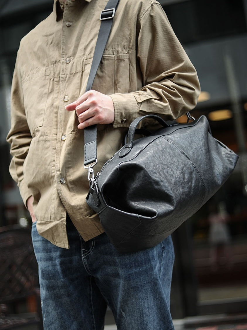 Bolsa deportiva ligera y suave de piel para fitness para hombre con gran capacidad