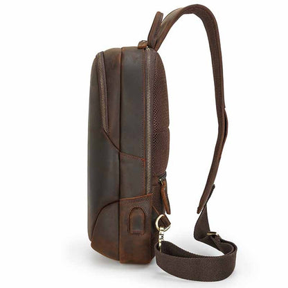 Sac de poitrine en cuir décontracté vintage pour homme