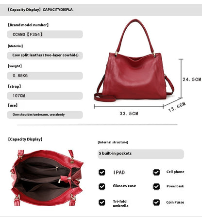 Sac à bandoulière simple en cuir de vachette pour femme