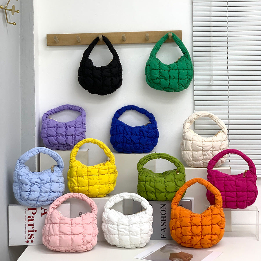 Sac à main à carreaux plissé à la mode pour femme