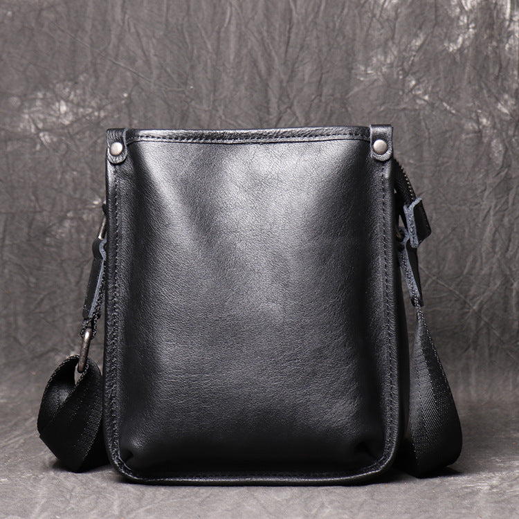 Sac à bandoulière en cuir pour homme Sac à bandoulière multicouche en cuir de vache