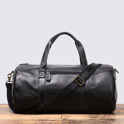 Bolso de viaje portátil de cuero genuino para hombre