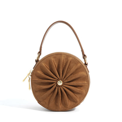 Advanced Sense Classic Style Round Pie Bag Genuine Leather Bag Metal Chain