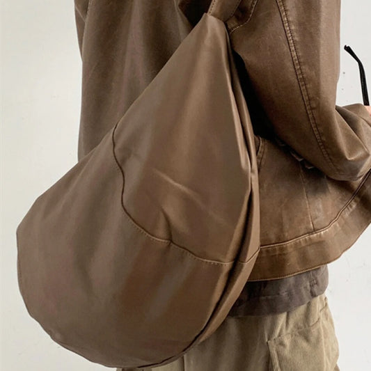 Sac à dos à bandoulière rétro couleur café pour hommes et femmes, style universitaire polyvalent, à une épaule