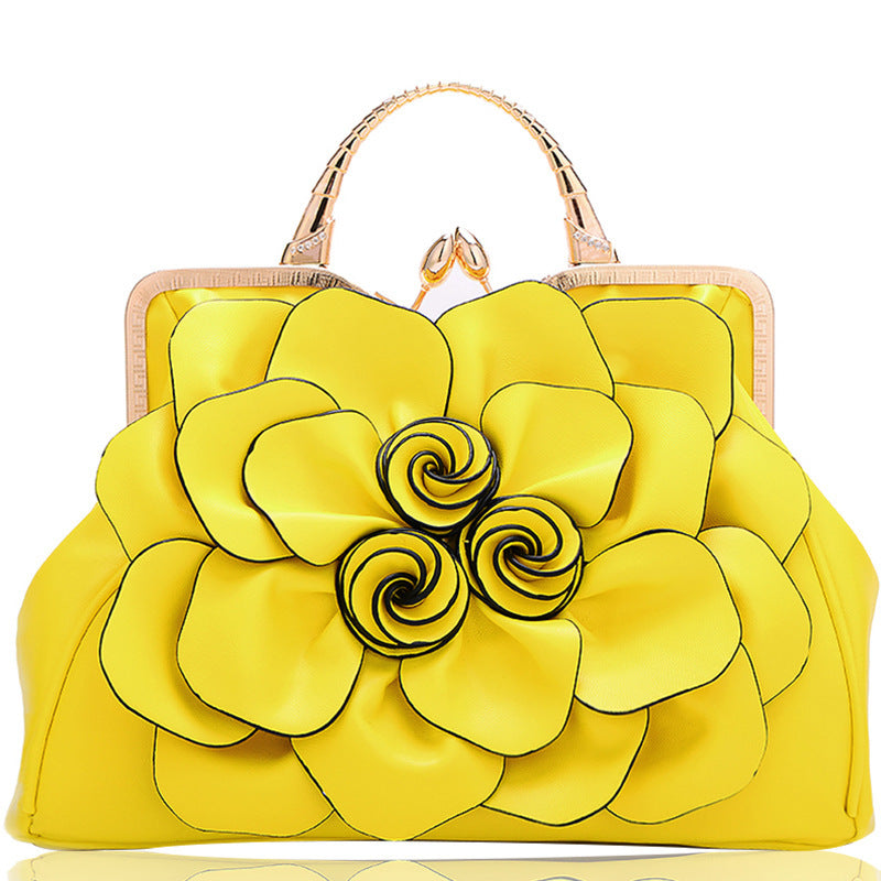 Rose Flower Women Tote Solid Color Shoulder Bag