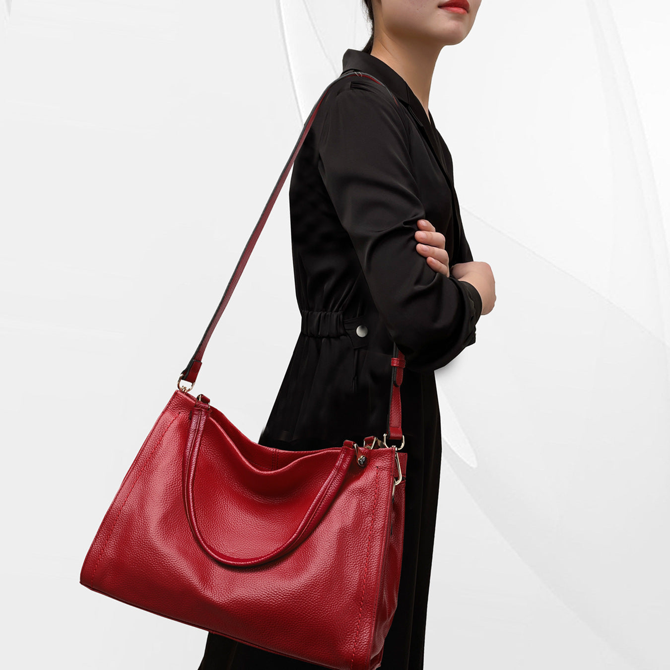 Sac à bandoulière simple en cuir de vachette pour femme