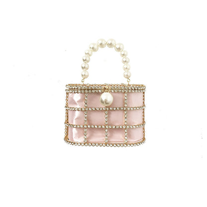 Bolso de cena informal con forma de cubo de perlas a la moda para mujer