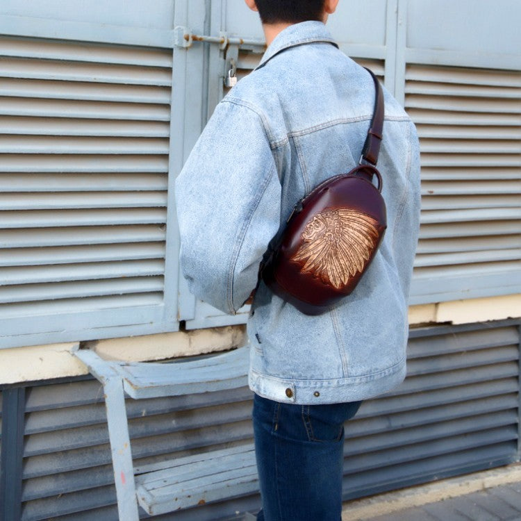 Bolso bandolera de piel de vaca con capa de cuero vintage hecho a mano