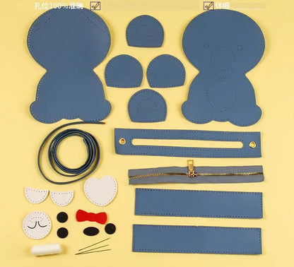 Cute Bear Shoulder Bag For Girls DIY Bear PU Material Set For Coin Phone Bag Handbag Sewing Gifts For Christmas