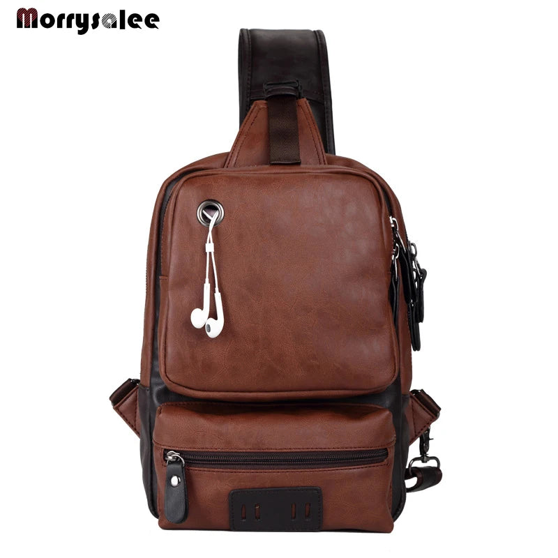 Sacs en cuir PU pour hommes, sac à bandoulière de loisirs incliné, sac de sport de plein air, sac de poitrine de rue, sacs en cuir