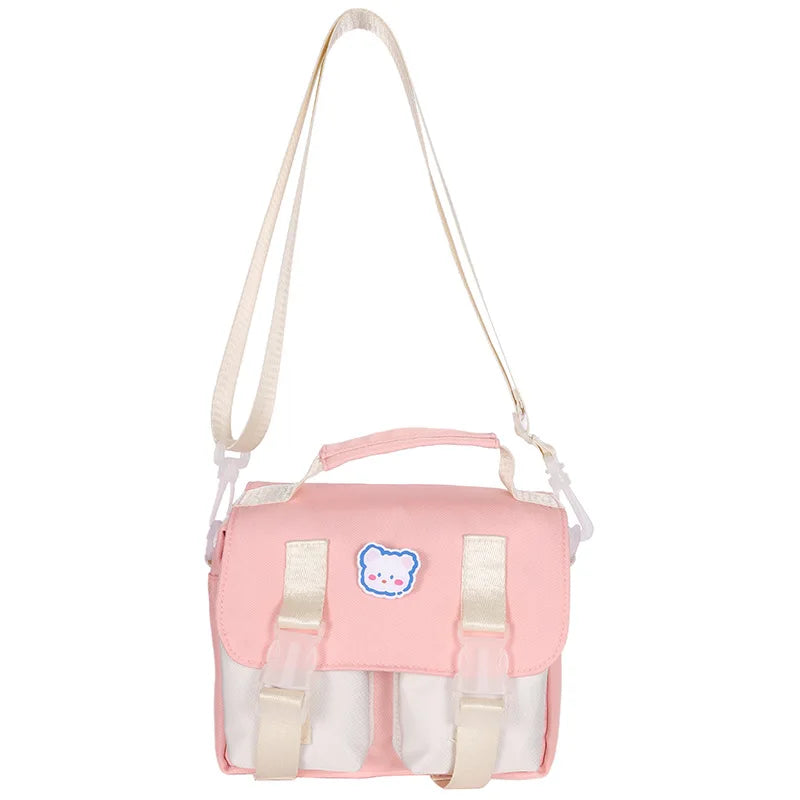 Bolso bandolera estilo japonés preppy para mujer, bolso JK pequeño, bolso de nailon de color patchwork, bolso de hombro, bolso de mano para niñas de la escuela, bolso de mano