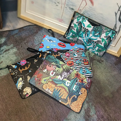 Bolsos de mano con estampado de plantas de moda para mujer, bolso de mano de cuero con personalidad en contraste de color para mujer, bolsos casuales para iPad 2020