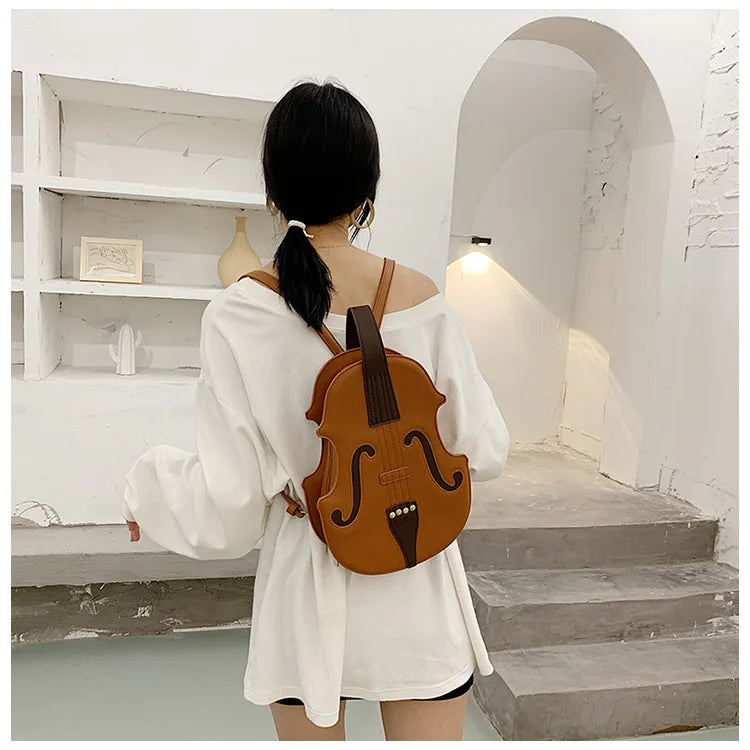 Bolso de mano con diseño de violín para mujer, estilo musical, de piel, novedoso, tipo bandolera, con asa para el hombro