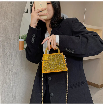 Fashion Transparent Acrylic Box Women Handbags Designer Clear Pvc Shoulder Crossbody Bags Luxury Evening Clutch Small Purse 2021