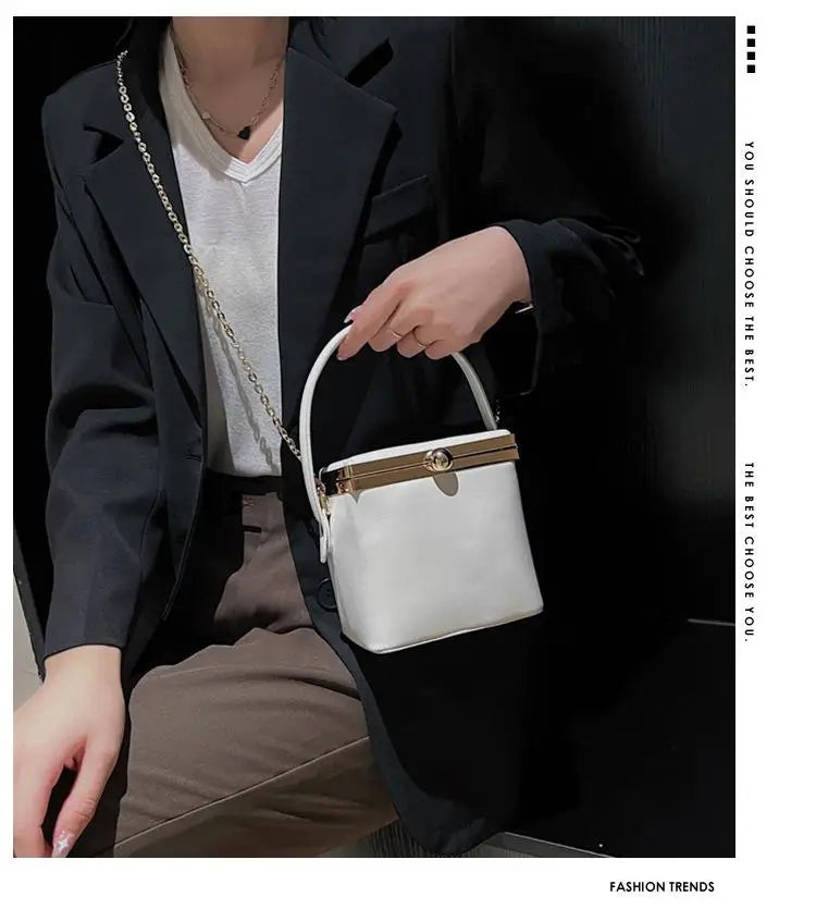 Mini Box Tote bag 2021 Fashion New High Quality PU Leather Women's Designer Handbag Contrast color Chain Shoulder Messenger Bag