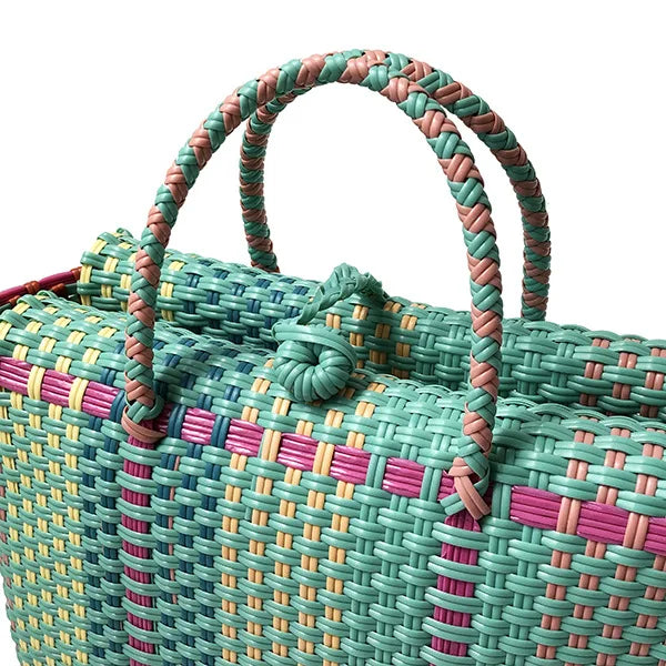 Bolsos de mano informales de mimbre para mujer, bolsos de mano tejidos a rayas de mimbre, bolsos de playa de verano hechos a mano, bolsos grandes tipo cubo 2021