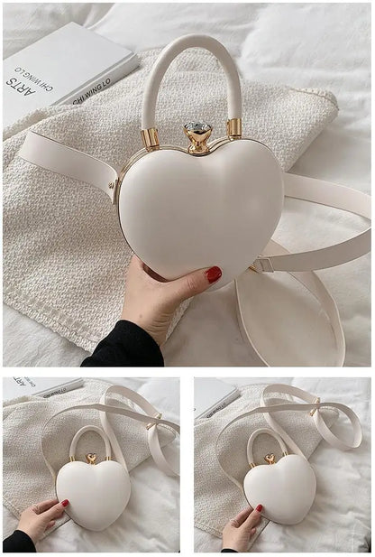 Bolsos y carteras para mujer, bolso de hombro con forma de corazón de amor blanco, bolso cruzado con cadena para mujer, bolso de mano y cartera para mujer