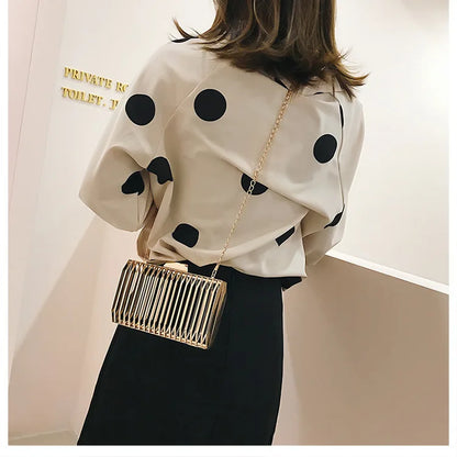 Unique Design Metal Hollow Fashion Women's Evening Clutch Bag Ladies Chain Shoulder Bag Crossbody Messenger Party Bag Frame