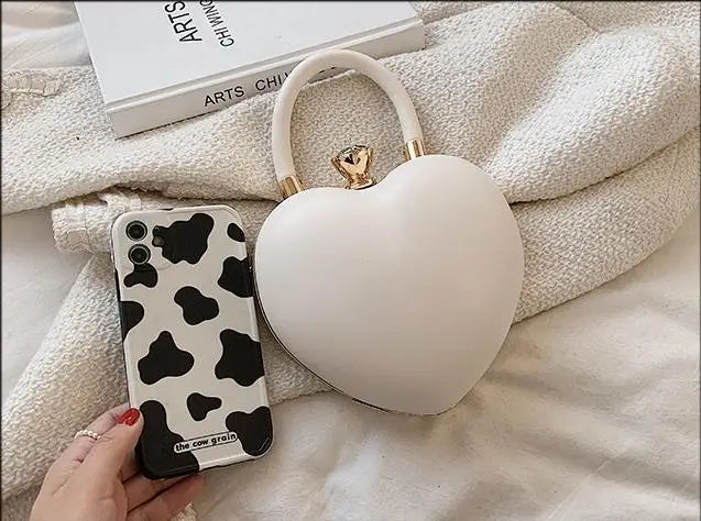 Bolsos y carteras para mujer, bolso de hombro con forma de corazón de amor blanco, bolso cruzado con cadena para mujer, bolso de mano y cartera para mujer