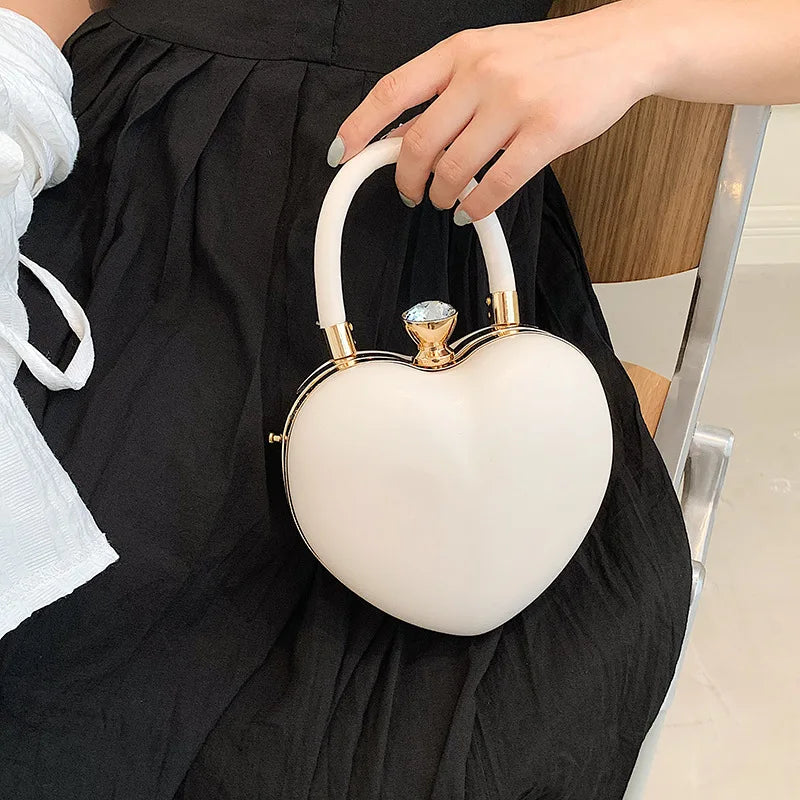 Bolsos y carteras para mujer, bolso de hombro con forma de corazón de amor blanco, bolso cruzado con cadena para mujer, bolso de mano y cartera para mujer