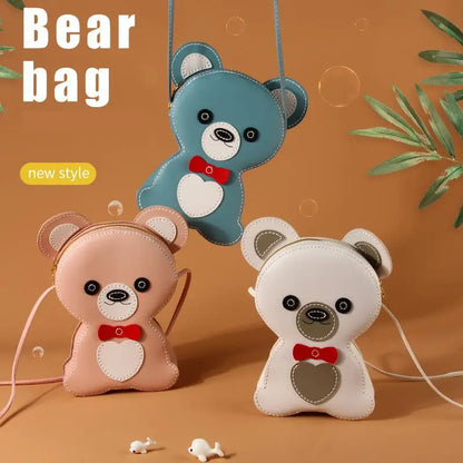 Cute Bear Shoulder Bag For Girls DIY Bear PU Material Set For Coin Phone Bag Handbag Sewing Gifts For Christmas