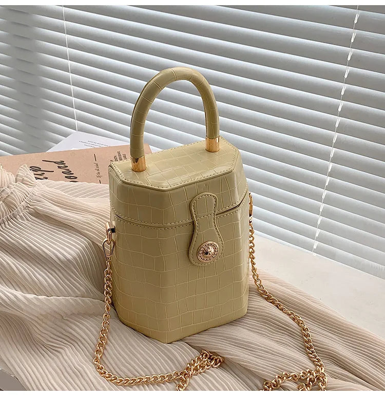 Fashion Women's Bag Stone Pattern PU Leather Handbag Small Bag Female Chain Messenger Bag