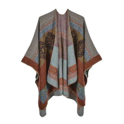 Poncho de moda de invierno para mujer, capa, bufanda de imitación de cachemira, bufandas para mujer, chales cálidos, ponchos para mujer, bufandas para mujer