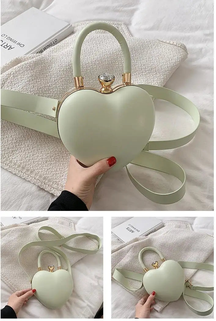 Bolsos y carteras para mujer, bolso de hombro con forma de corazón de amor blanco, bolso cruzado con cadena para mujer, bolso de mano y cartera para mujer