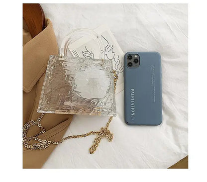 Fashion Transparent Acrylic Box Women Handbags Designer Clear Pvc Shoulder Crossbody Bags Luxury Evening Clutch Small Purse 2021