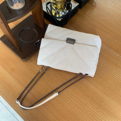 Bolsos de hombro con cadena de eslabones de moda para mujer, bolsos cruzados de diseñador, bolsos de mensajero de cuero sintético suave de lujo, bolsos de mano de gran capacidad