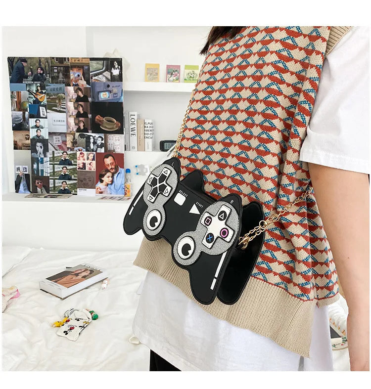 Bolso bandolera de PU con máquina de juegos divertida y personalidad creativa para mujer, bonito bolso de hombro con cadena pequeña, bolso cruzado para mujer