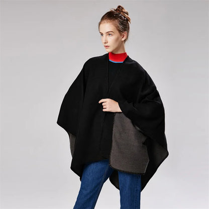 Poncho de moda de invierno para mujer, capa, bufanda de imitación de cachemira, bufandas para mujer, chales cálidos, ponchos para mujer, bufandas para mujer