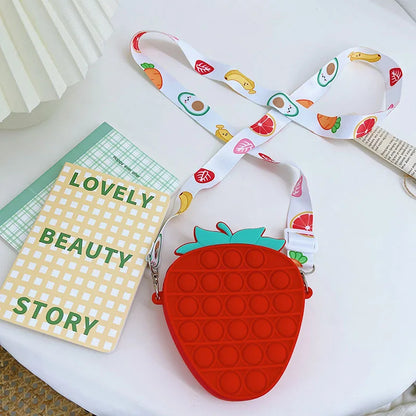 Colorful Small Bag For Girls Cartoon Silica Gel Bag 2021 New Bubble Bag Fresh Fruit Messenger Bag Girls Coin Bag Purse