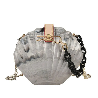 New Acrylic Shell bag 2021 Fashion High quality PVC Women's Designer Handbag Pearl Strap Shoulder Messenger Clutch Bag