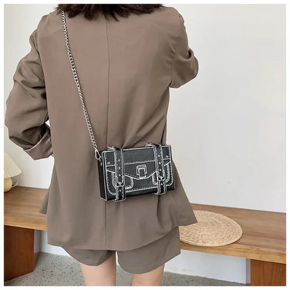 Cute Handbag For Women Printing Box Shape Shoulder Bag Ladies Square  Crossbody Small Bag