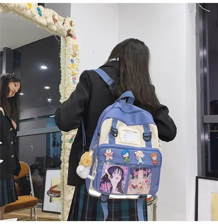 Mochila japonesa estilo Harajuku para niñas, de nailon, para la escuela, para estudiantes de secundaria, JK, Itabag, Ita