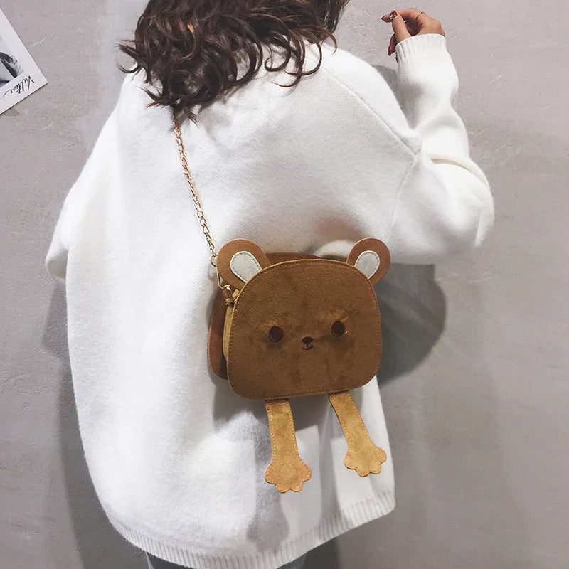 Lovely Cute Women Bag 2019 New Korean Mini Bear Bag Fashion Girl Messenger Handbag Chain Single Shoulder Bag Purses