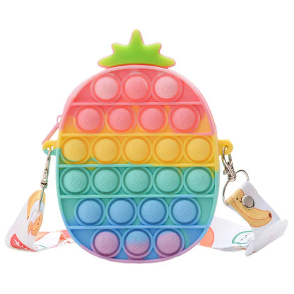 Colorful Small Bag For Girls Cartoon Silica Gel Bag 2021 New Bubble Bag Fresh Fruit Messenger Bag Girls Coin Bag Purse