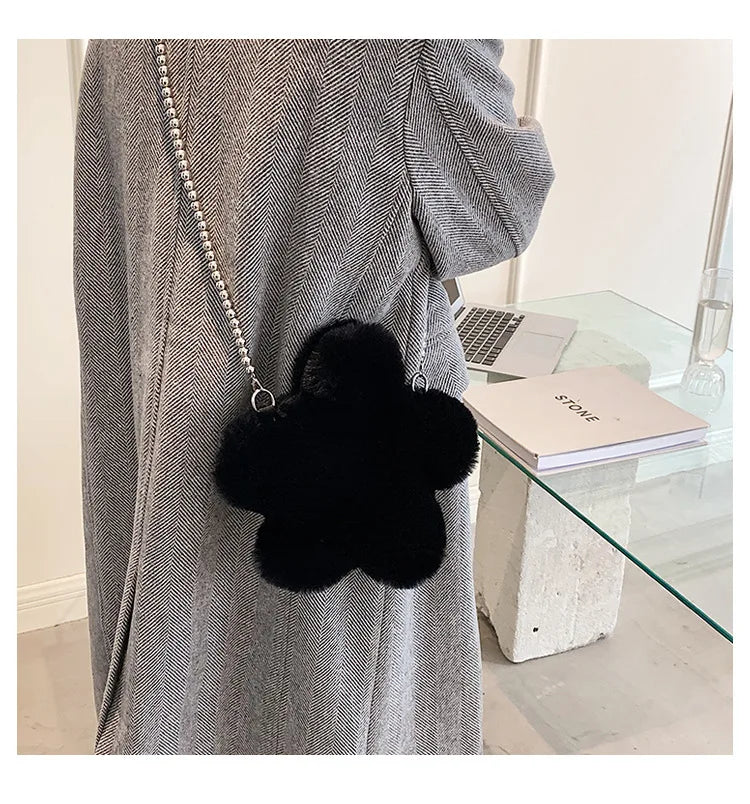 Cute Female Creativity Five Pointed Star Funny Plush Bag Women Small Shoulder Bag